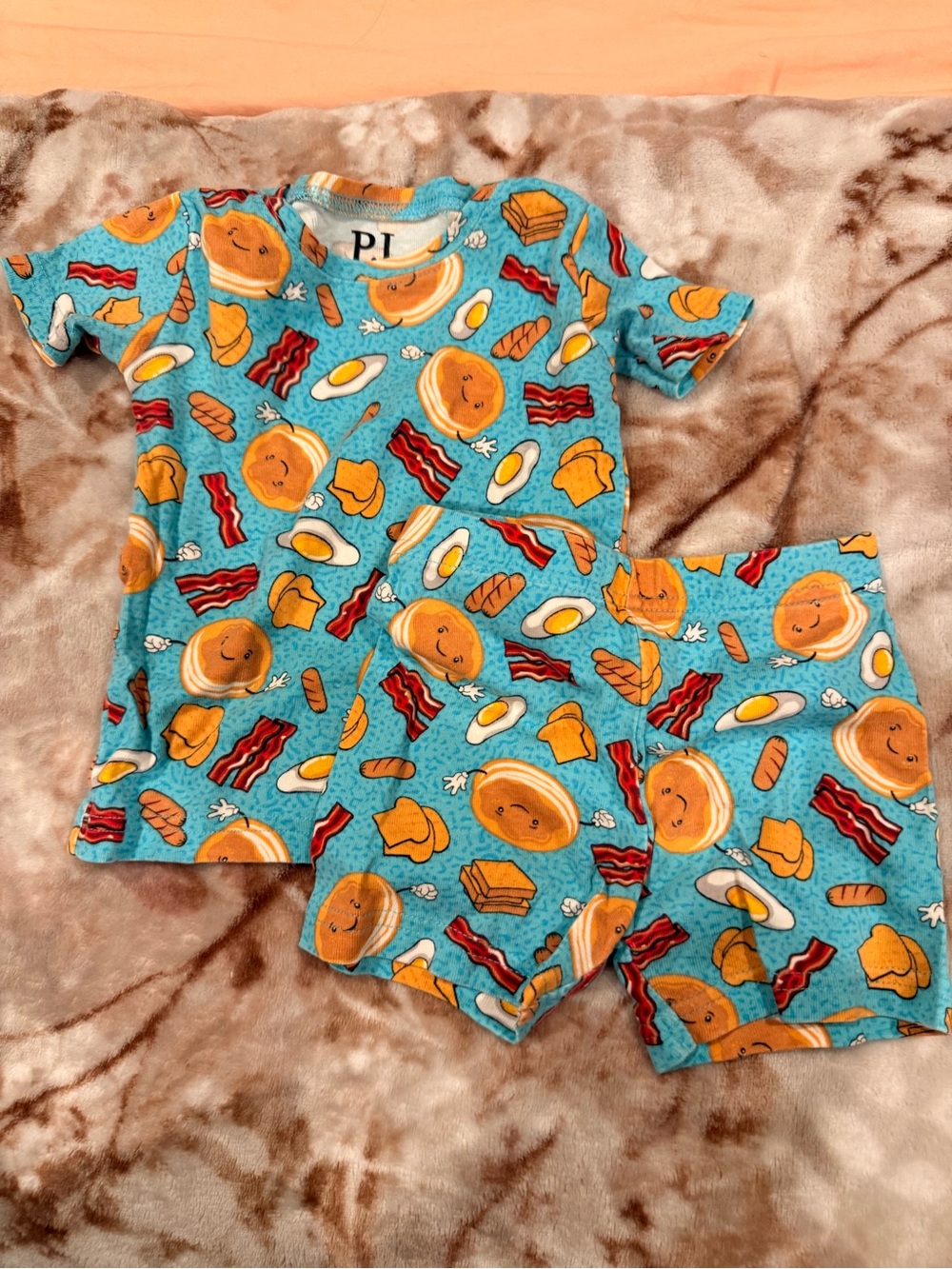 Place Turquoise Breakfast Print Pajama Set